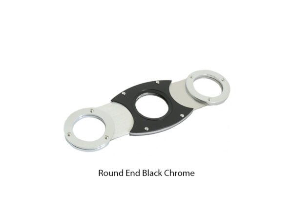 Twin Blade Cigar Cutter - Round End Black Chrome